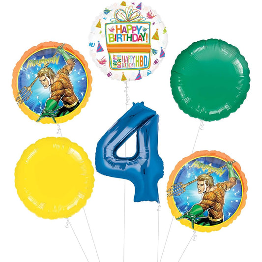 Aquaman 4th Birthday Party Supplies Balloon Bouquet Decorations