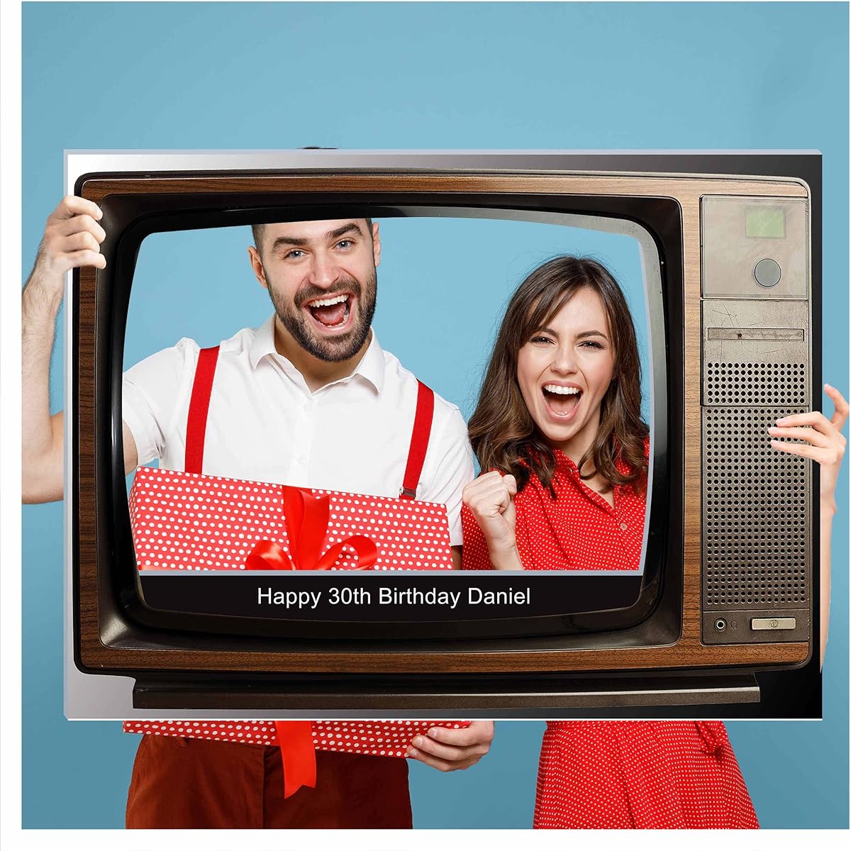 Custom Retro TV Set Photo Booth Props Size 36x24 48x36 Personalized Social Media TV Telly Screen Photo Booth Retro Selfie Frame Home Decor Birthday Party Supplies TV Show Frame