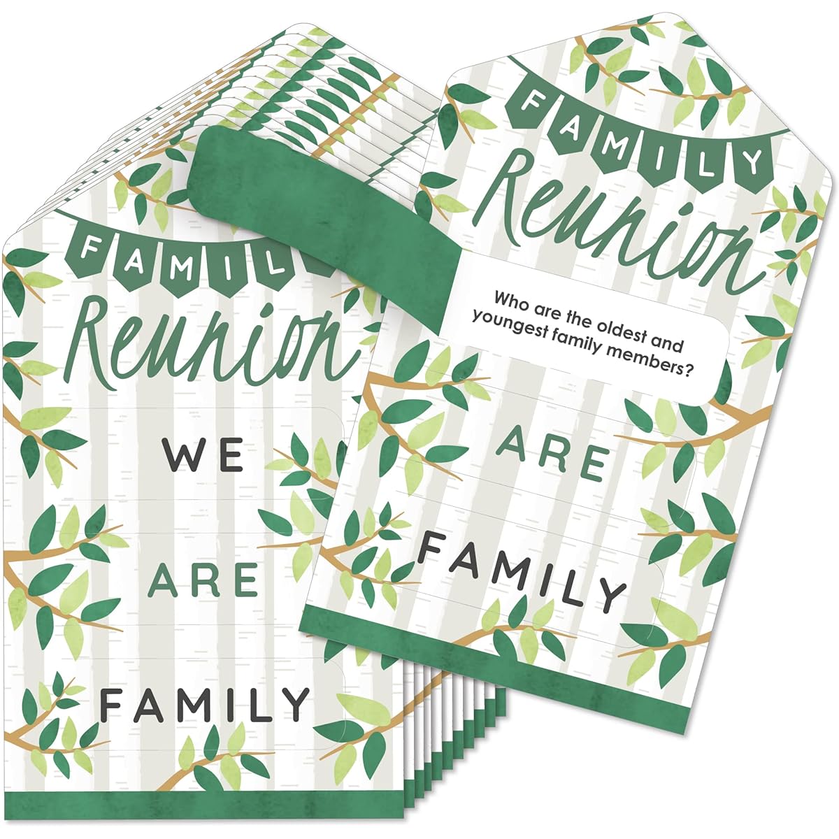 Big Dot of Happiness Family Tree Reunion - Family Gathering Party Game Pickle Cards - Conversation Starter Pull Tabs - Set of 12