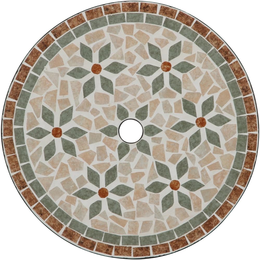 Fuji Boeki Table Garden Width 61 x Depth 61 x Height 69.5 cm Floral Mosaic Ceramic Parasol Hole Assembly Product Brown 10657