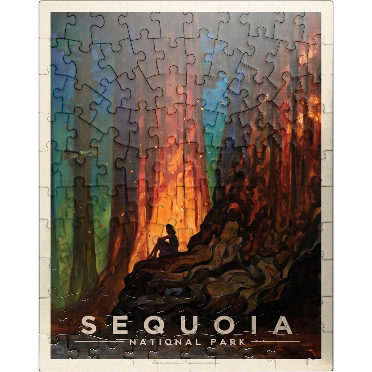 Sequoia National Park: Cathedral of Nature, Vintage Poster - Premium 100 Piece Jigsaw Puzzle for Adults