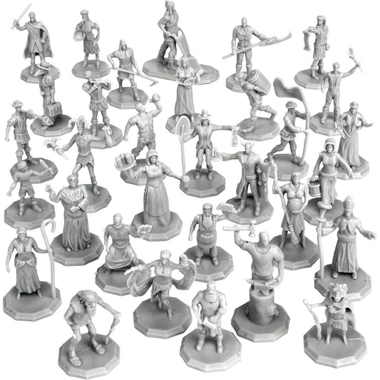 Townsfolk Mini Fantasy Figures Non-Player Characters NPCs - 32 Unique Miniatures - Nobles, Merchants, Peasants, Entertainers and More - Compatible with DND Dungeons Dragons, Pathfinder, RPG Tabletop Games