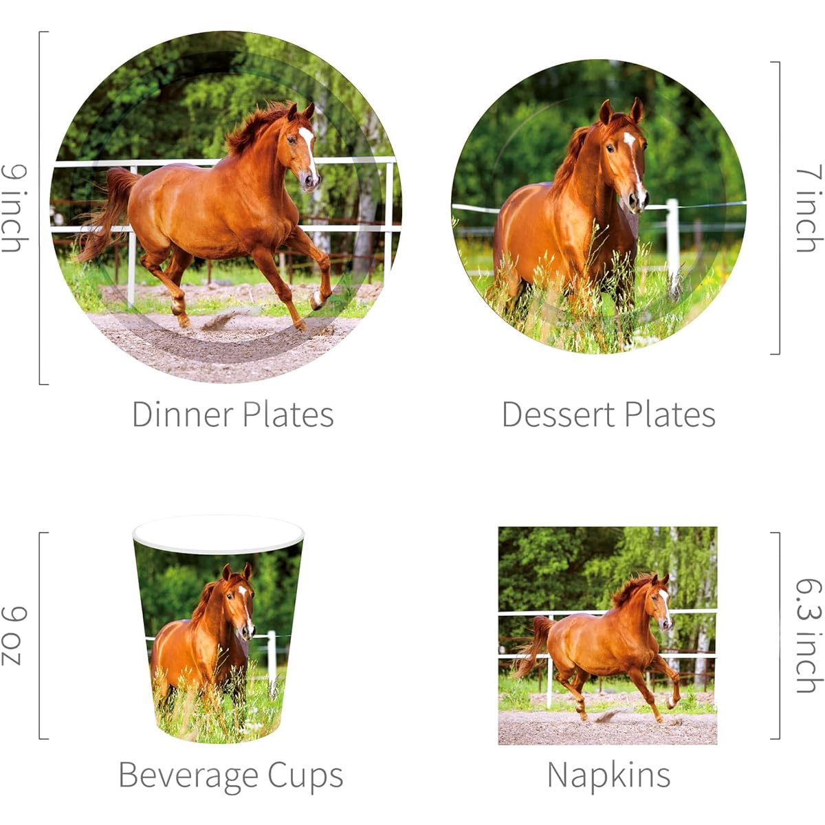 33pcs Horse Birthday Party Supplies Pony Party Supplies Pony Party Plates Pony Party Napkins