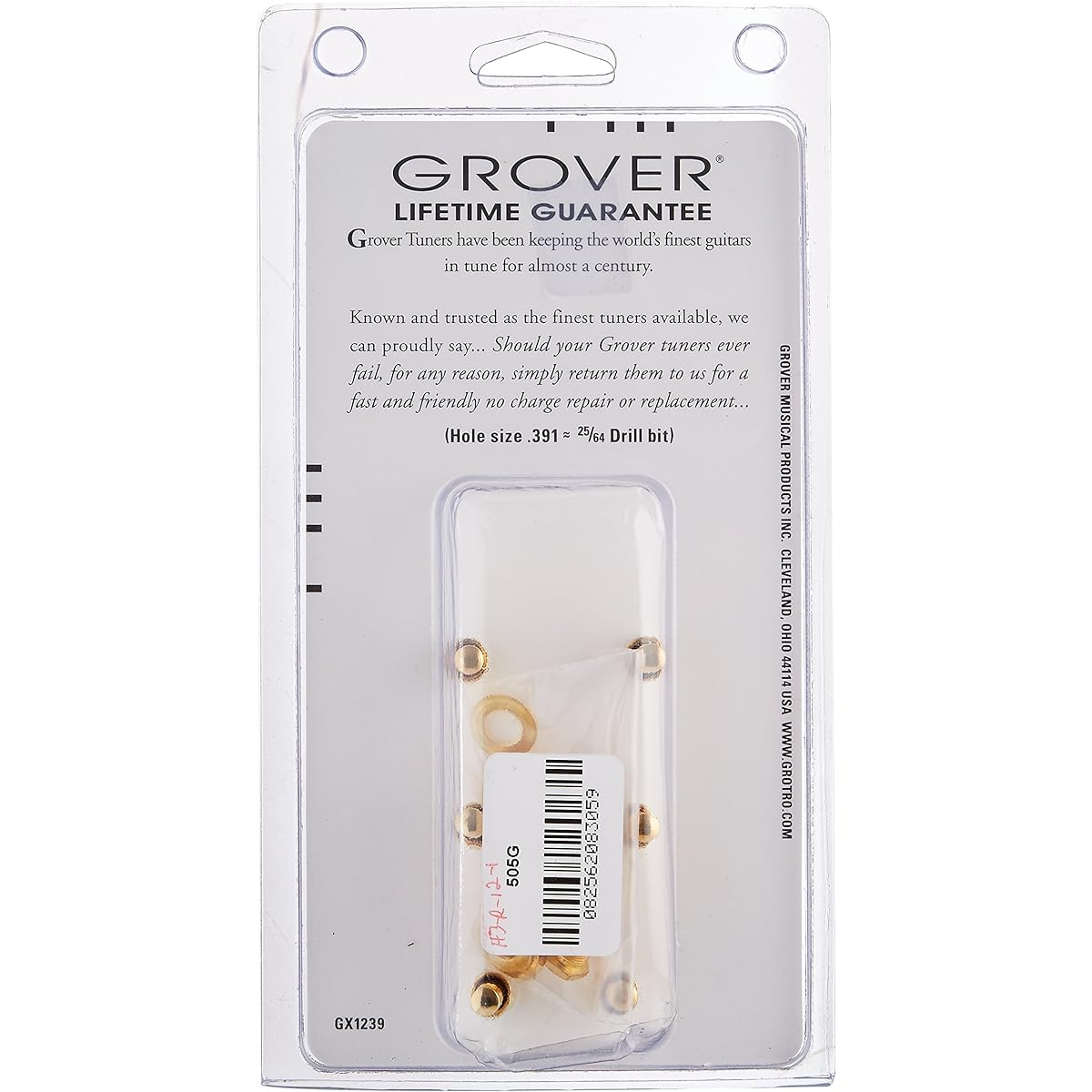 [Domestic regular product] GROVER guitar pegs 3:3 Gold 505G set of 6
