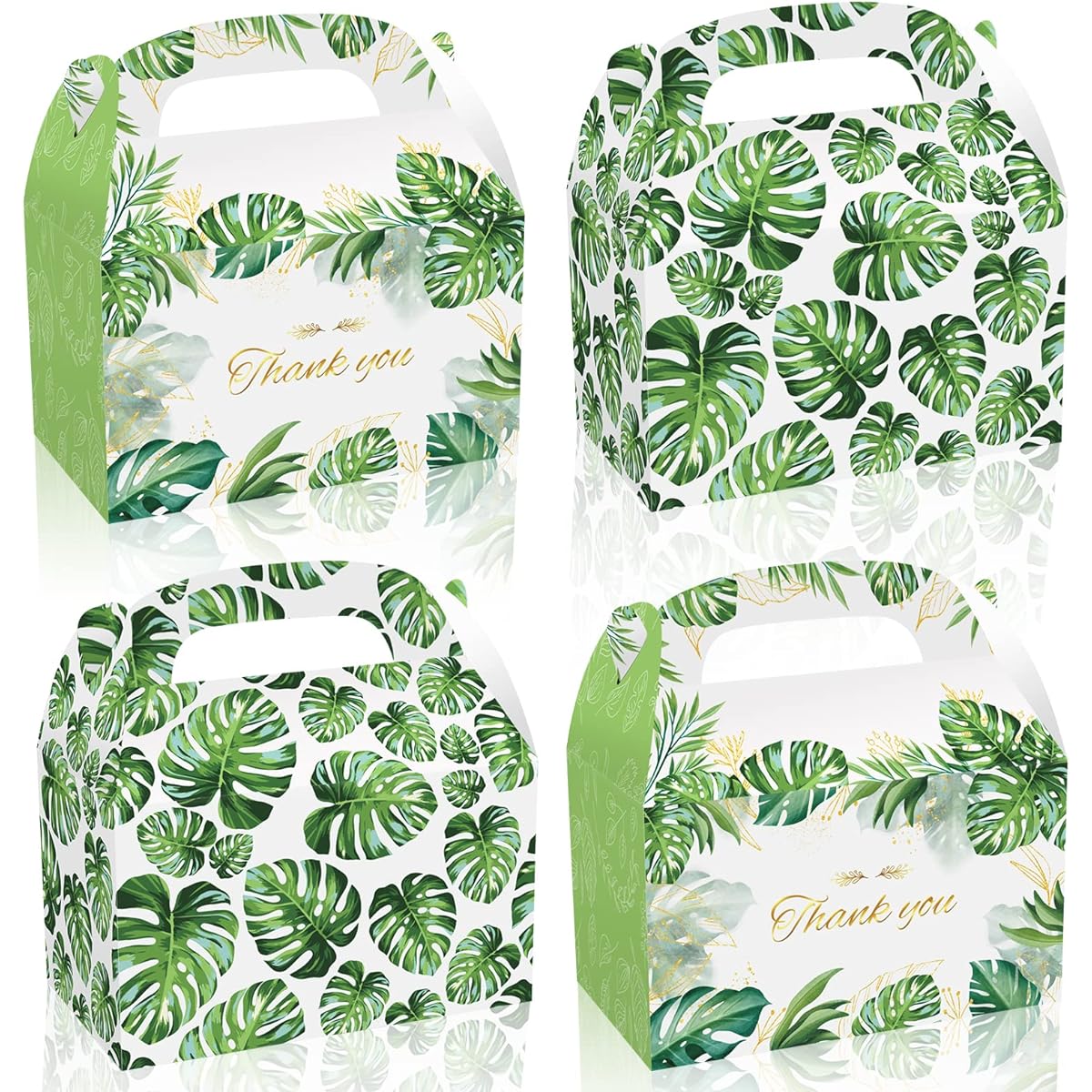 HOWAF 12 Pack Hawaii Theme Party Paper Gift Boxes with Palm Leaves Treats, Hawaiian Theme Birthday Party Baby Shower Supplies, Tropical Theme Candy Goodie Boxes for Kids and Adults