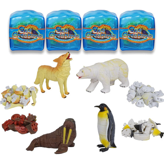 Assorted 4pcs/set of Ukenn 3d Polar Life Animal Puzzles Diy Arctic Wolf Penguin Walrus Polar Bear Models Kids Educational Toy 2666