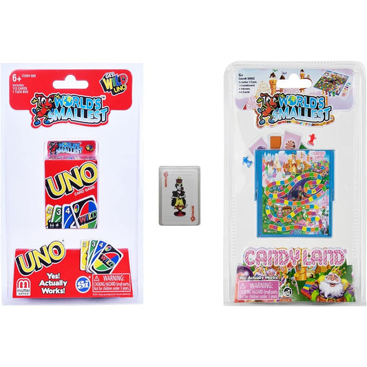 World's Smallest Classic Games - Uno Card Pack - Candy Land - Miniature Playing Cards - Set of 3