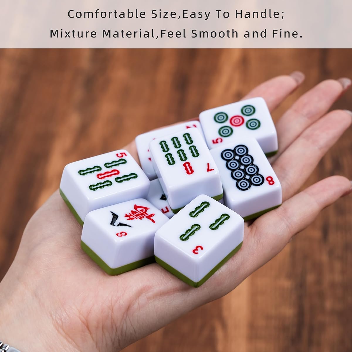 drizzle Travel Mahjong Travel Mahjong Traditional Chinese Version Game Set - 1.2 Inch Portable 146 Tiles Melamine Mahjong - Numbered Tiles with Manual and Panda Bag - Travel Family Leisure