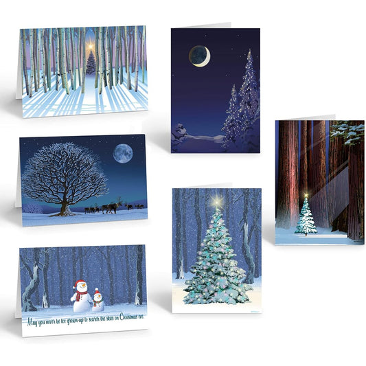 Assorted Christmas Cards | Winter Forest Holiday Boxed Cards | Made in the USA | 18 Beautiful Christmas Cards & Envelopes (Forest)