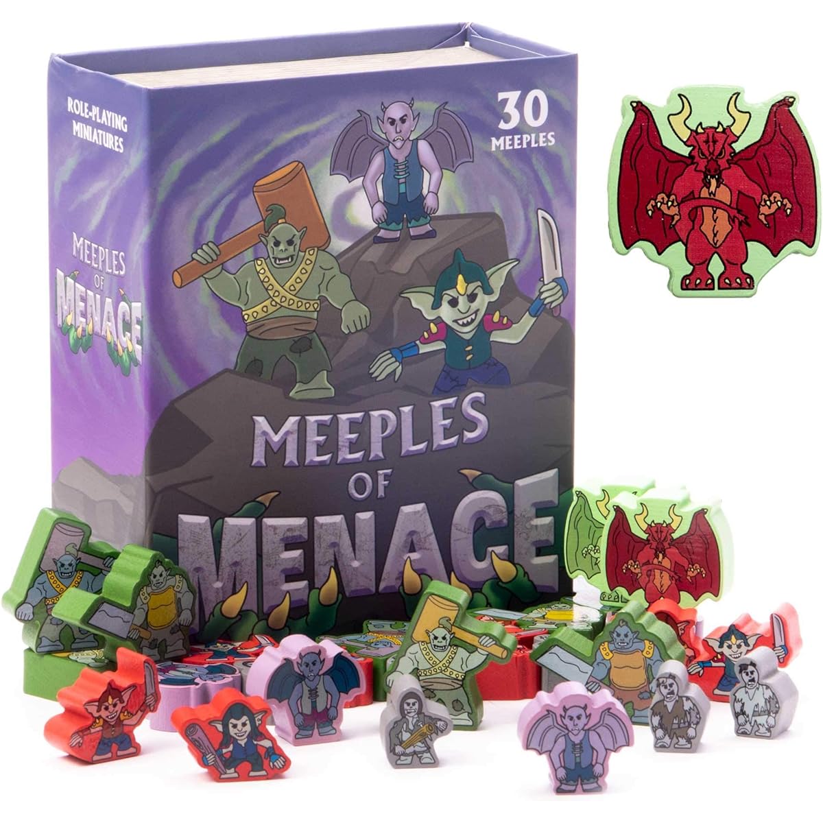 Meeples of Menace | 16mm Mini Wooden Fantasy Meeples Miniatures Tabletop Role Playing RPG | Meeples of Menace