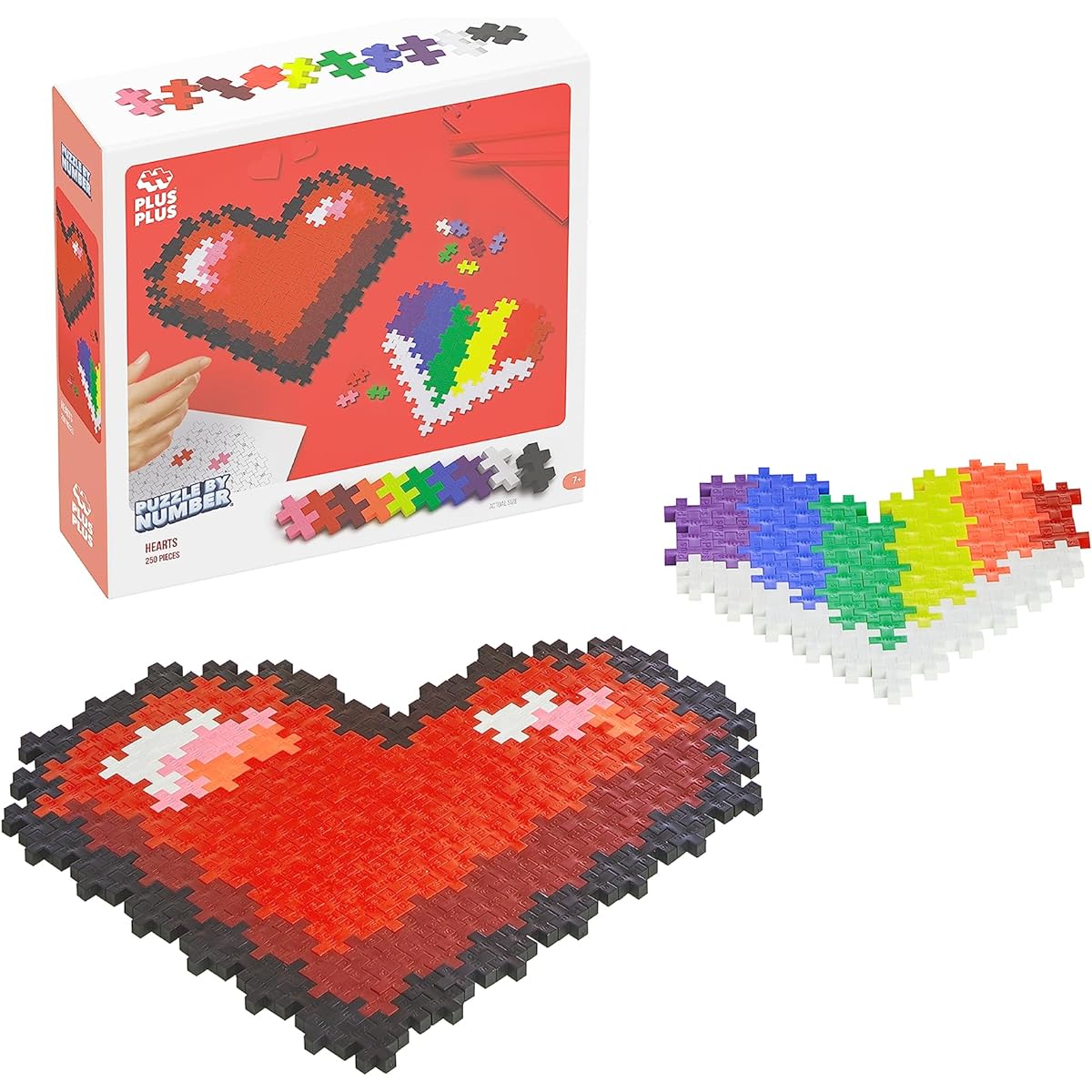 PLUS PLUS - Puzzle by Numbers - 250 Piece Heart - Construction Construction Stem/Steam Toy Interlocking Mini Puzzle Blocks for Kids