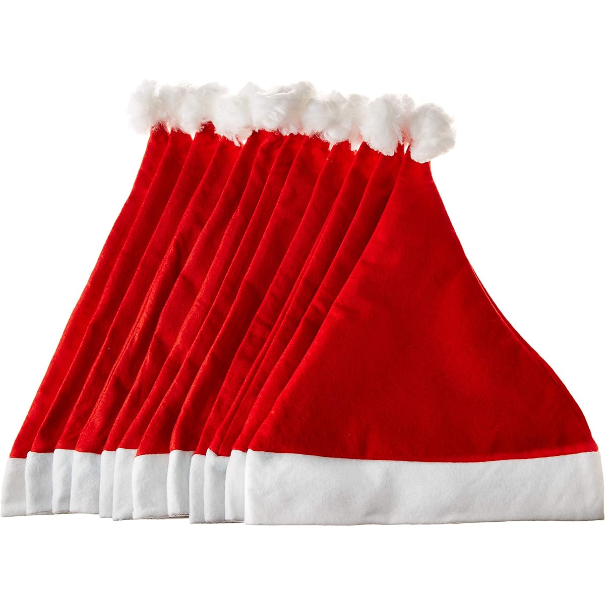 Set of 24 red and white Christmas Santa hats.