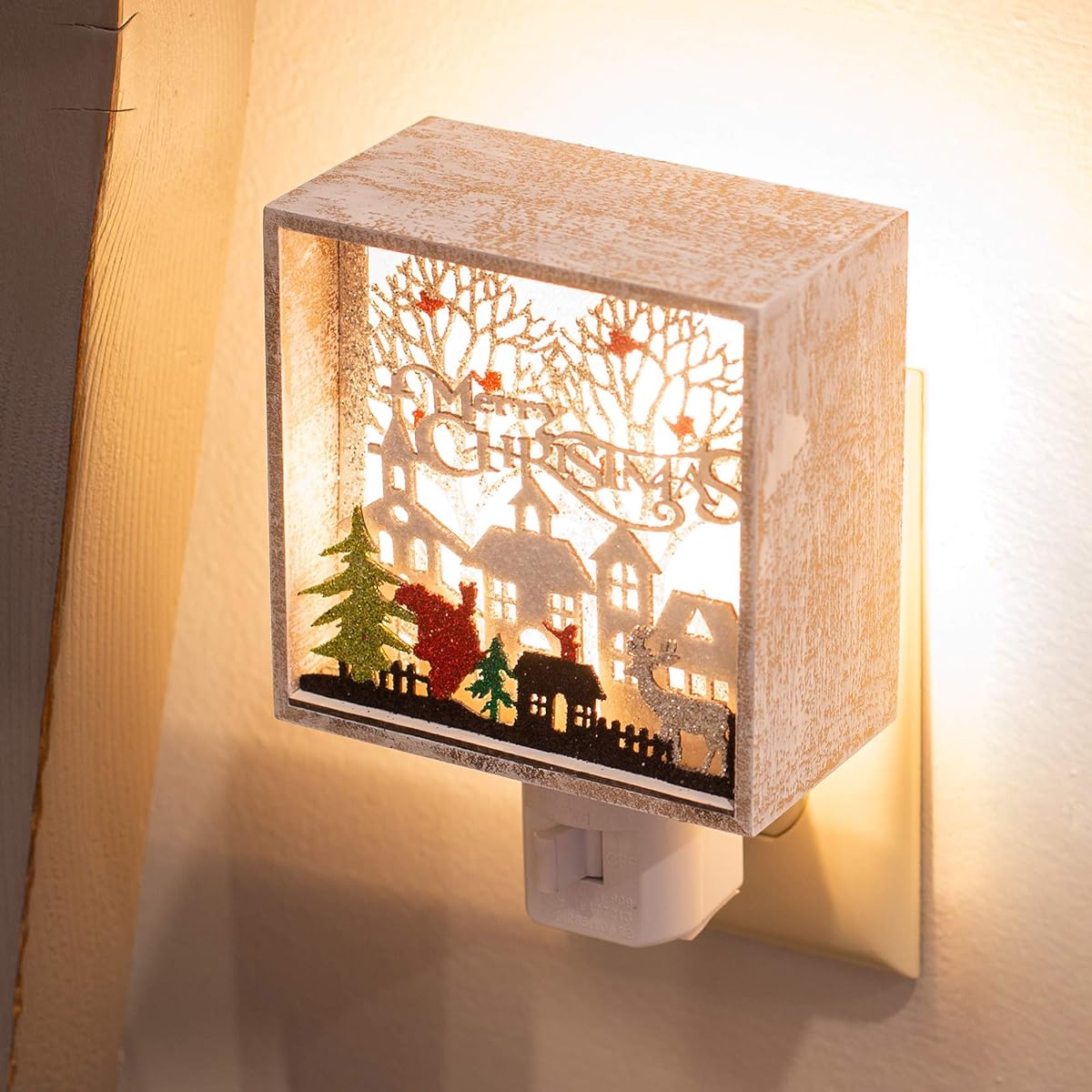 Rome - 5.5" Merry Christmas Papercut Wall Nightlight Swivel Plug