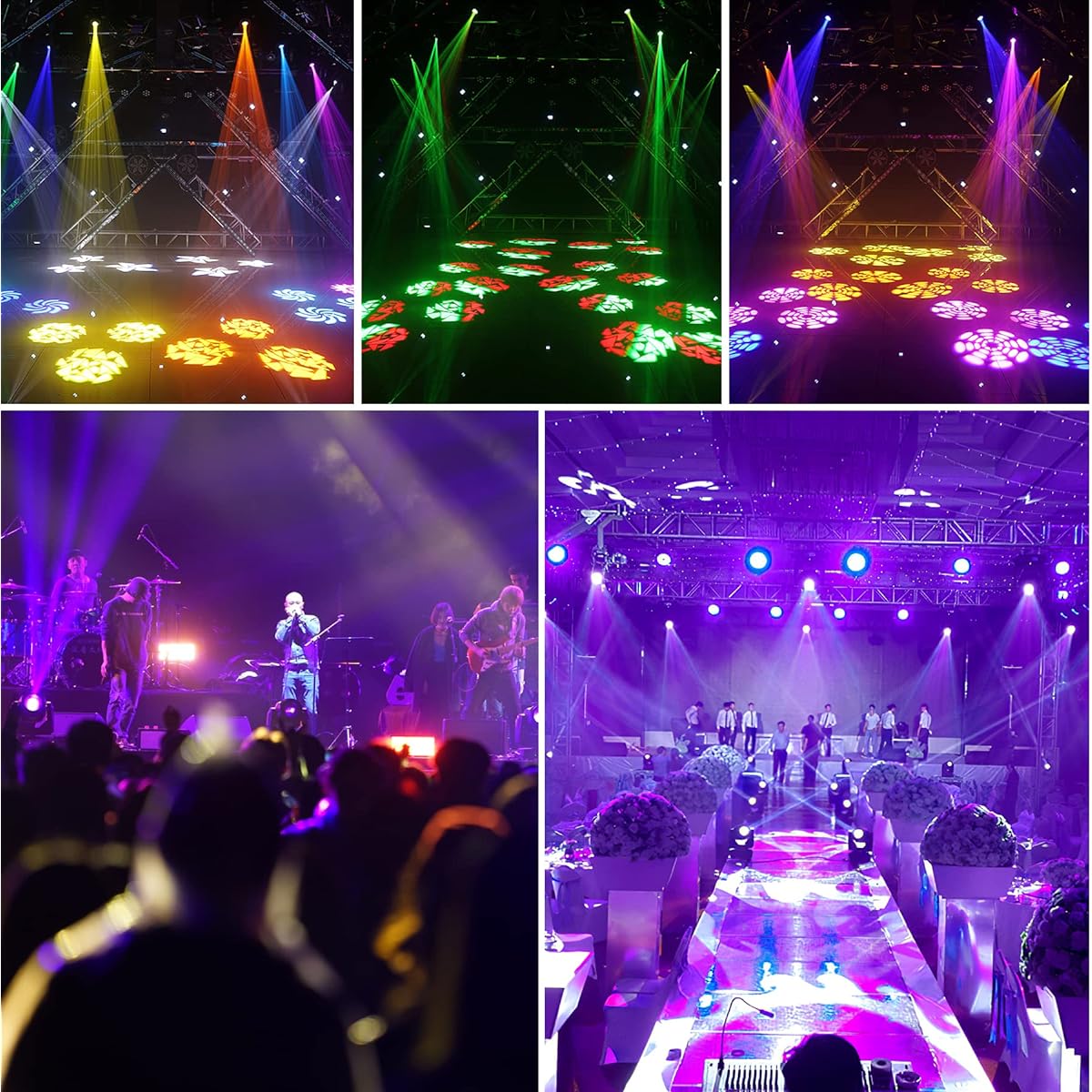 Moving Heads DJ Lighting 35W 8 Colors LED Spot Lighting Effect Wash Light Disco Club Wedding Party Sound/Auto/DMX512/Master Slave Control