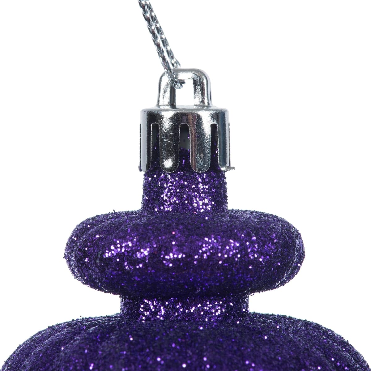 Vickerman 4" 4" Finish Ornaments Shatterproof Plastic Christmas Tree Decorations, Pack of 8, Purple Shiny, Matte, Glitter and Sequin Finish