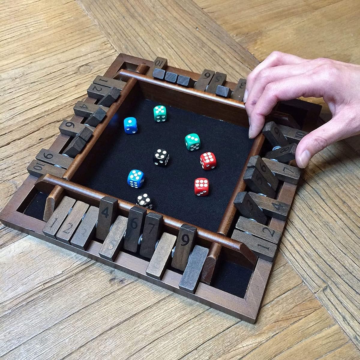 WE Games 4-Player Shut the Box, Travel Size, 8 inches