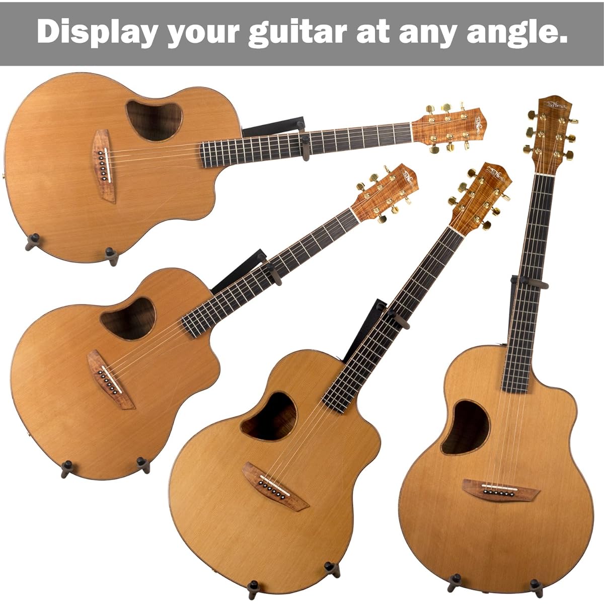 String Swing Guitar Holder Thin Wide Body for Horizontal Flat Wall Mount - 1 Piece Unit CC151-LPW-FW