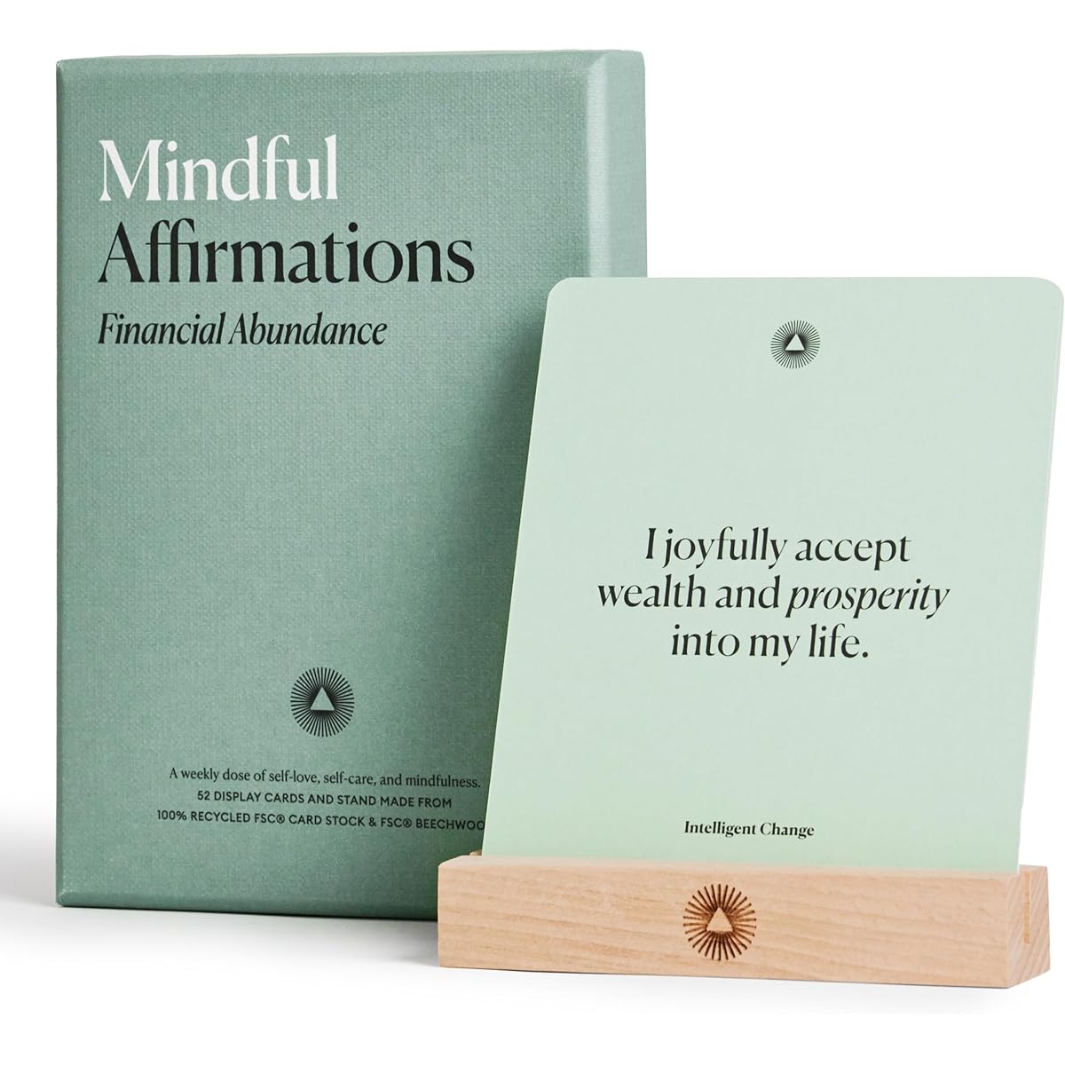 Intelligent Change Mindful Affirmation Cards Financial Abundance, Daily Inspirational Quotes, Self-Affirmation Inspirational Gifts, Positive Affirmations, with Display Stand, Pack of 52