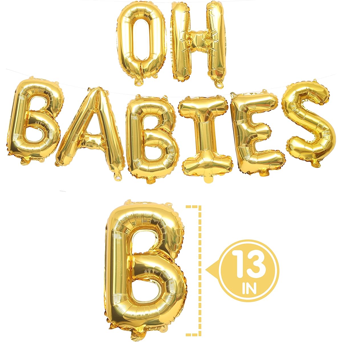 Twins Baby Shower Decorations - Oh Babies Gold Balloons, Oh Babies Banner Garland, Gender Reveal Party Supplies, Newborn Baby Shower Decorations