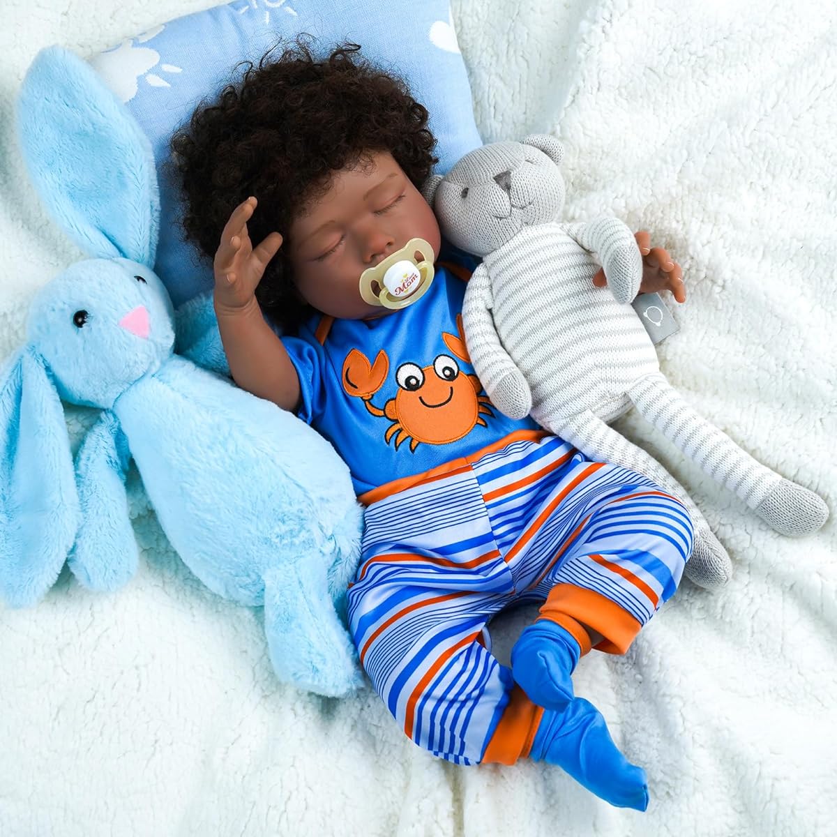 BABESIDE Lifelike Reborn Doll Black Girl 18 Inch Realistic Newborn Realistic Baby Doll Clothes and Toys Gift for Ages 3+