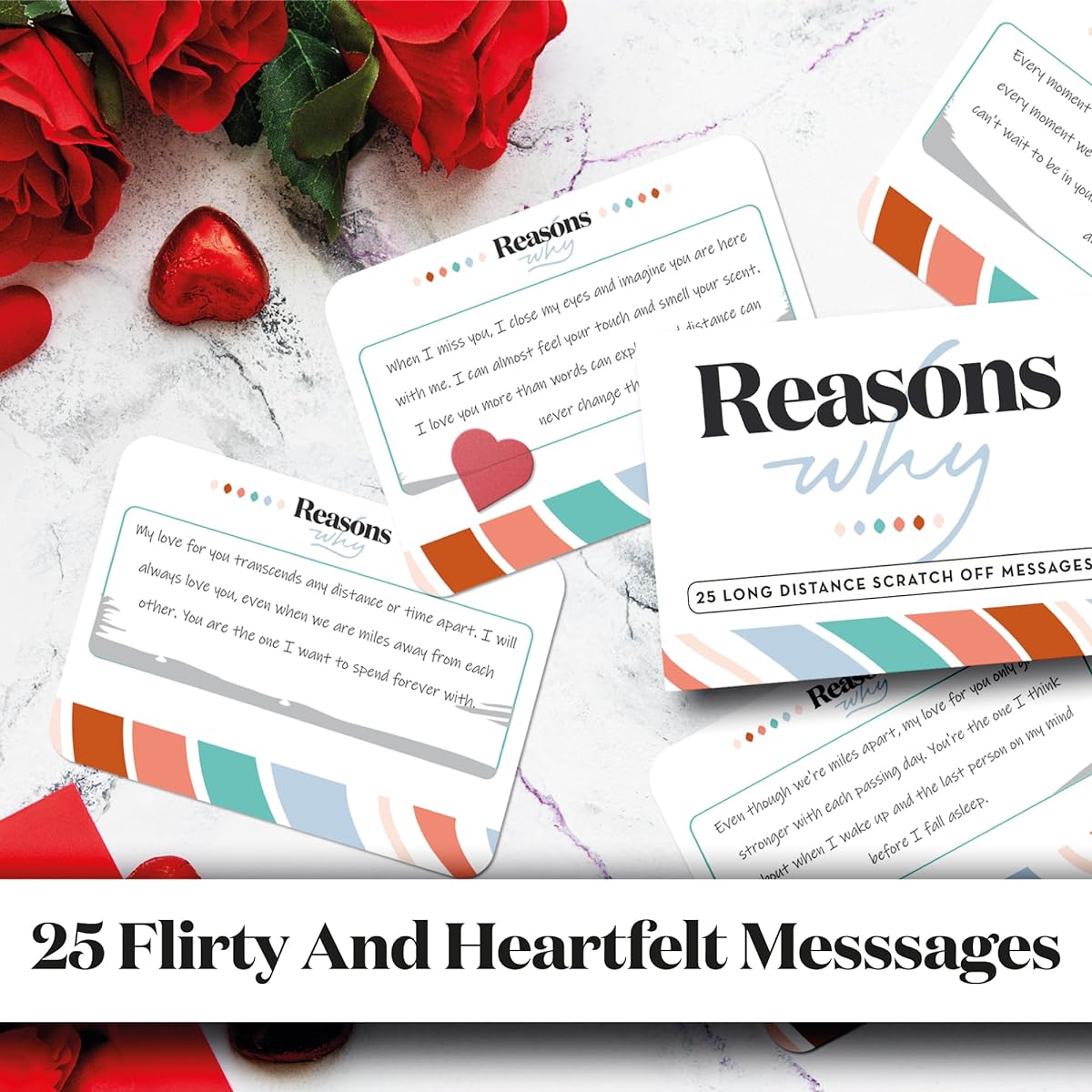 Eluvate - Romantic Long Distance Relationship Gifts - 25 Pre-Written Scratch-Off Love Messages for Girlfriend, Boyfriend, Couples