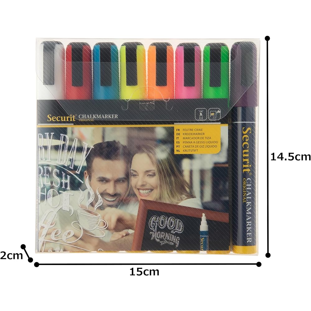 Securit Chalk Marker [Regular] Basic Assortment 14.5 x 2.2 x 1.7cm 8 pieces SMA510-V8