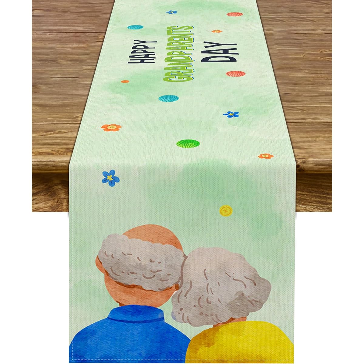Pudodo Happy Grandparents Day Table Runner Best Grandparents Ever for Party School Classroom Kitchen Dining Room Home Decoration