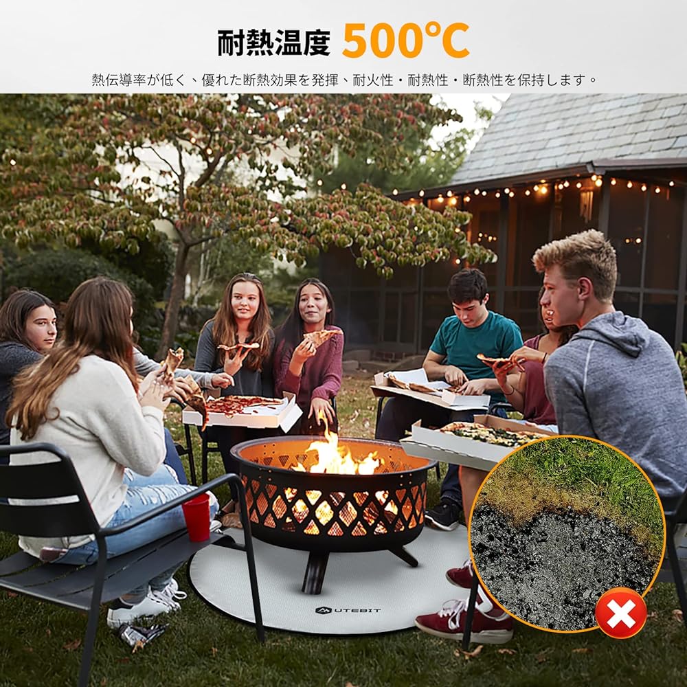 UTEBIT Bonfire Sheet, Circular, 3.3 ft (1 m) Diameter, Fireproof Sheet, Bonfire, 0.2 inch (6 mm) Thickness, Heat Resistant Sheet, Round, Fiberglass, Fireproof, Welding, Flame Retardant, Instant Fire