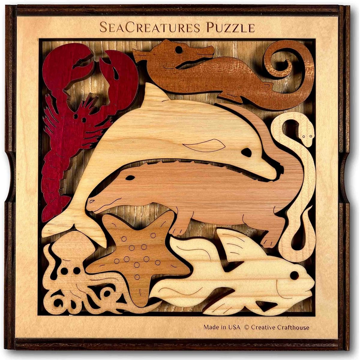Sea Creatures an Aquatic Adventure of a Wood Puzzle and Brain Teaser