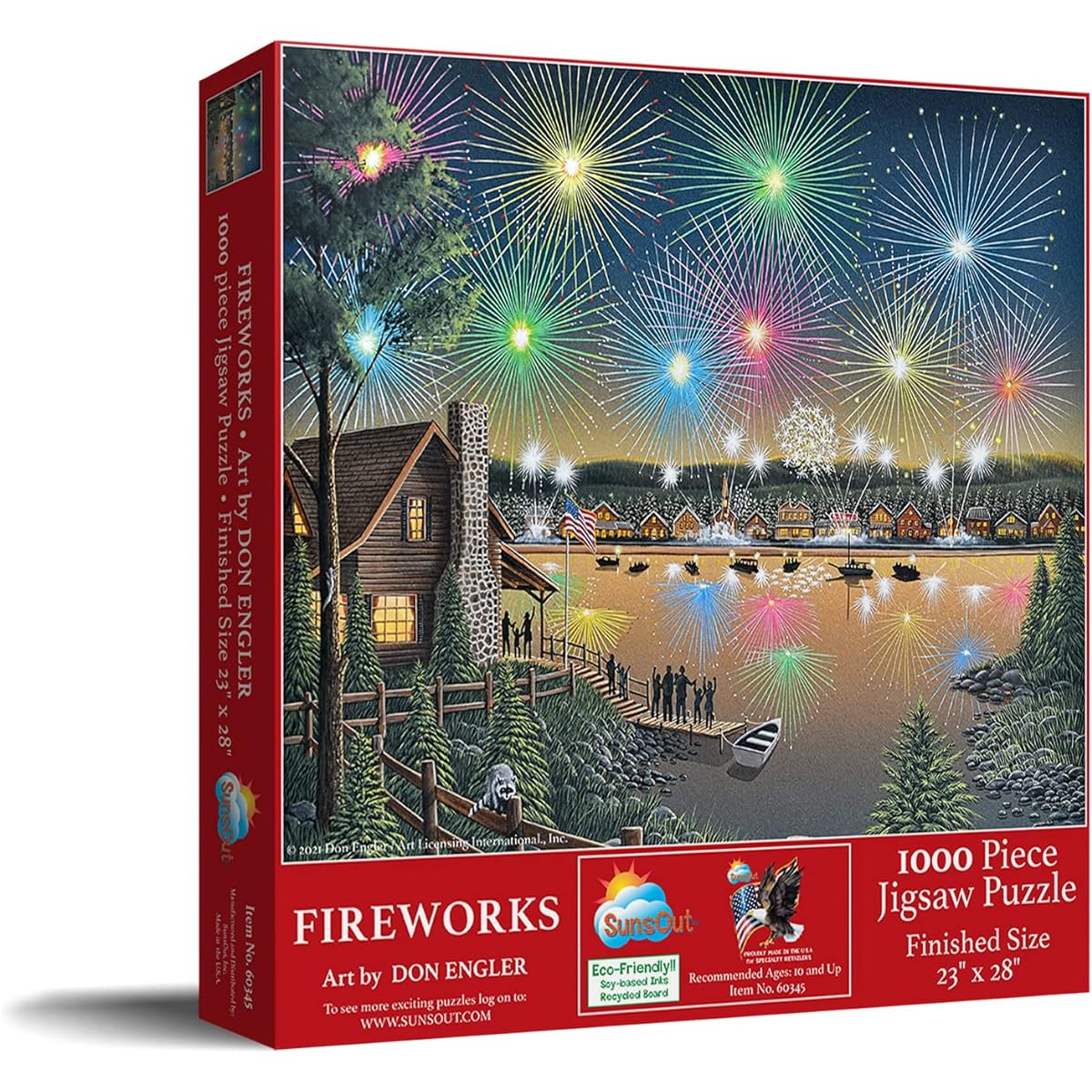 SUNSOUT INC - Fireworks - 1000 Piece Jigsaw Puzzle Artist: Don Engler - Finished Size 23" x 28" 4th of July - MPN# 60345