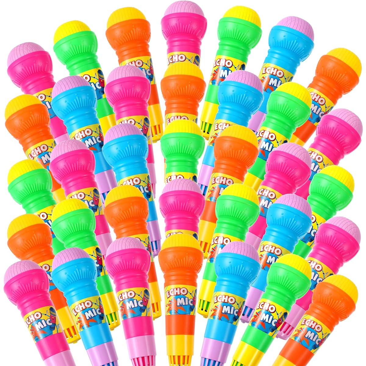 Woanger 30pcs Echo Microphone Fun Voice Amplification Microphone Multicolor Retro Battery Free Speech Therapy Toy Lightweight Echo Microphone Singing Music Birthday BBQ Party Supplies 7.5 x 2.2 inch