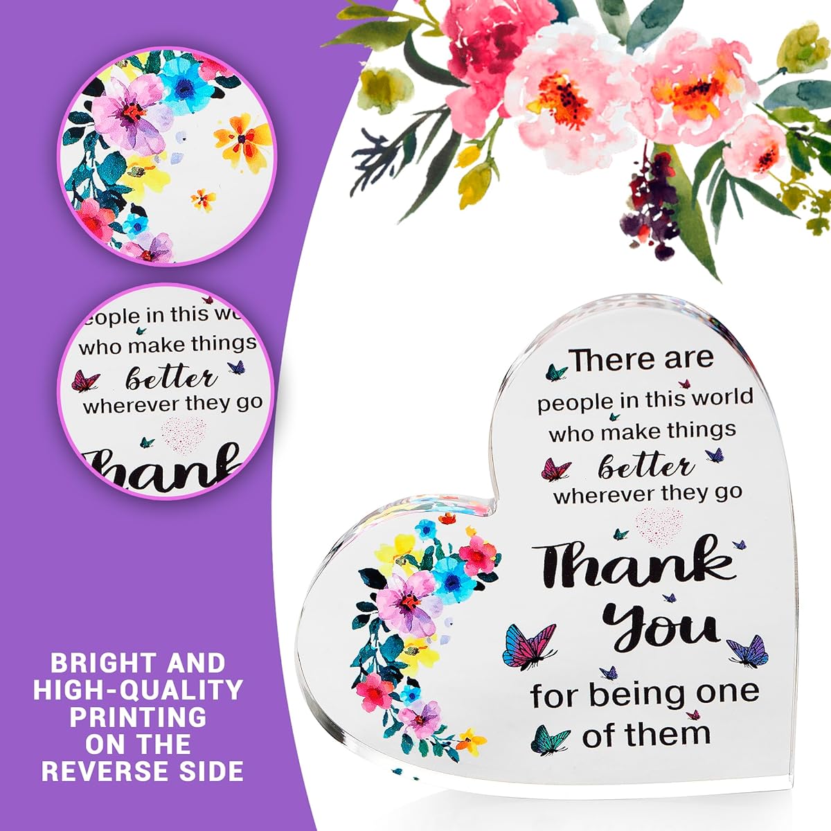 VELENTI Thank You Gift for Women Acrylic Heart Keepsake Thank You Gift - Cute Thank You Gift for Women - Unusual Female Colleague Boss Volunteer Nurse Doctor Manager Director Teacher Gift