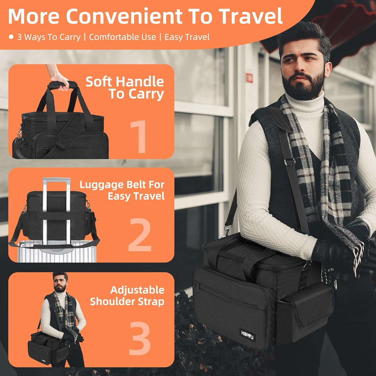 HOMFU DJ Gig Gear Bag - DJ Cable File Organizer Bag with Removable Dividers DJ Travel Gig Bag with Organization Package for Business Trips Daily Use DJ File Equipment Musician Accessories Travel Outdoor