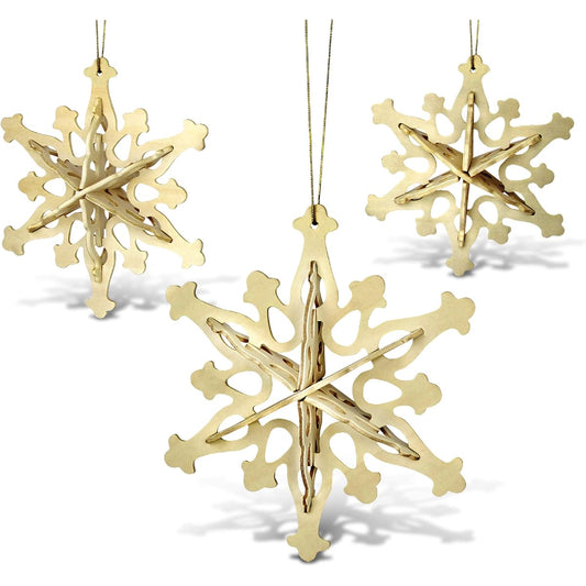 3-D Wooden Puzzle Construction Kit Puzzled Snowflake Ornaments - Christmas/Holiday Theme - Affordable Gift for Kids and Adults - Item #1129