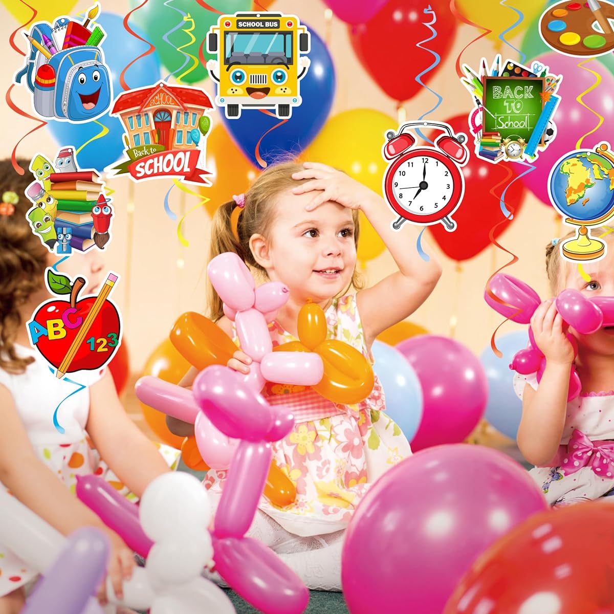 36pcs Back to School Decorations Hanging Swirls Back to School Party Decorations Cute Hanging Foil Swirls Swirls Ceiling Decoration for First Day of School Classroom Decoration