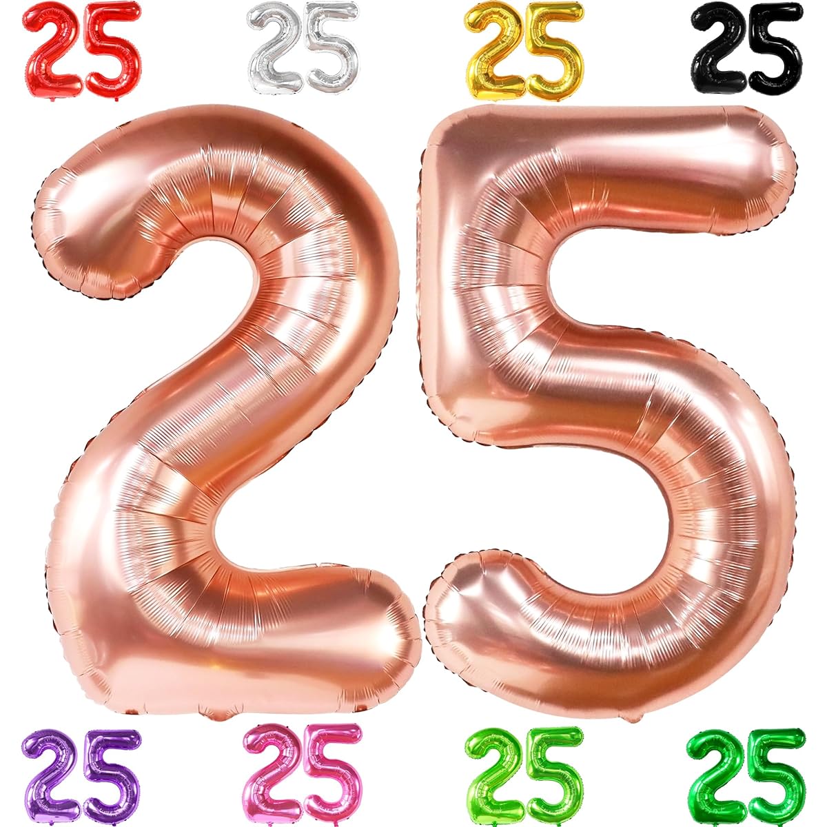 Large Rose Gold 25 Balloon Numbers - 40 Inch | 25 Balloon Numbers Rose Gold 25th Birthday Decorations for Women | 25th Birthday Decorations | 25th Birthday Balloons | 25th Birthday Balloons | 25 Rose Gold Balloons