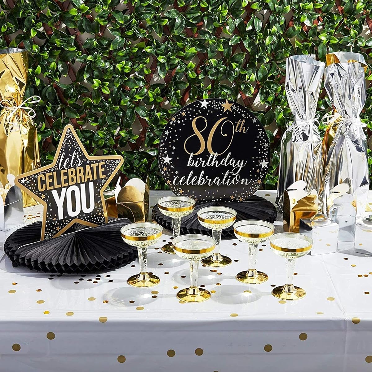 80th Birthday Party Honeycomb Centerpiece Decorations (12 x 11 inches 6 Pack)