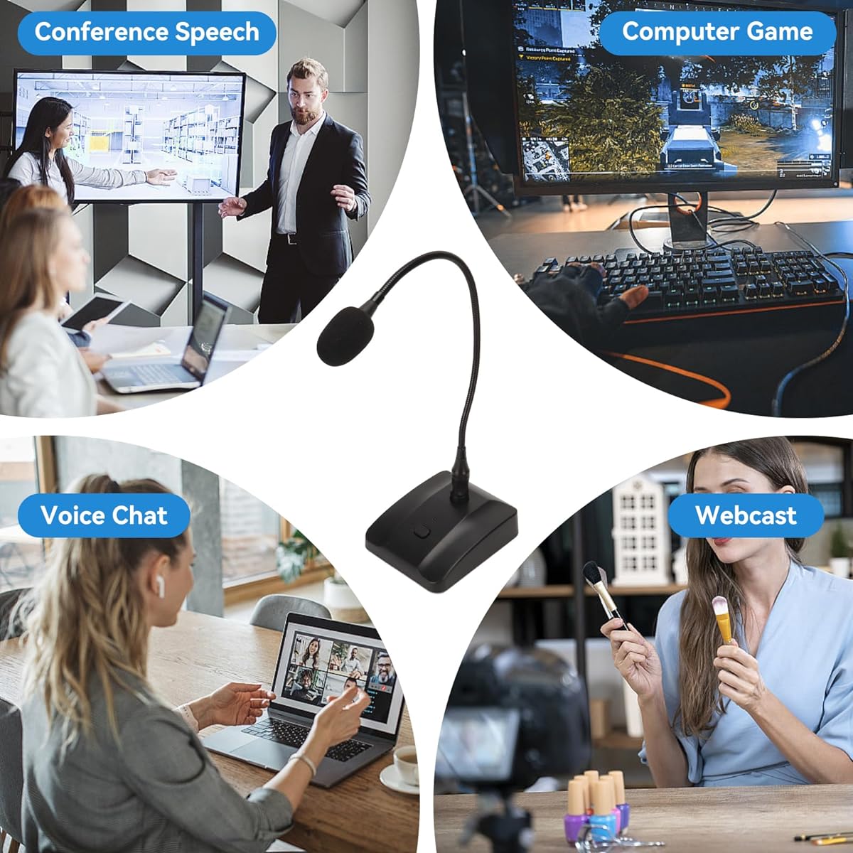 Gooseneck Condenser Microphone 6.35mm Wired Microphone Podium Microphone Desktop Paging Microphone Corded Audio Microphone for Meetings and Lectures