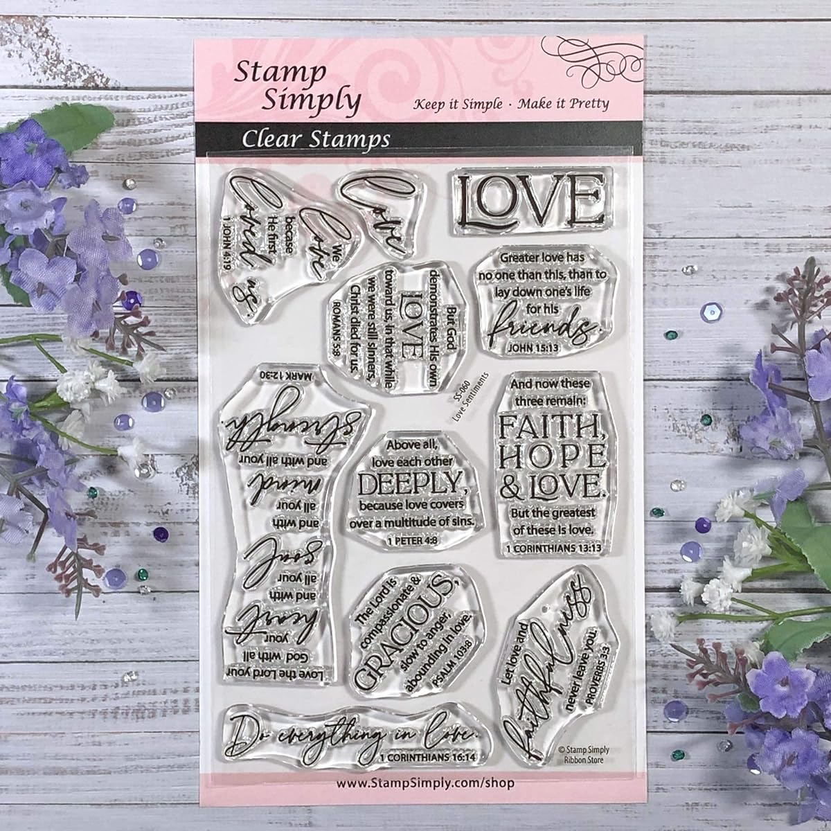 Stamps Simply Clear Stamps Love Christian Religious - Inspirational Quotes 4x6 Inch Sheets - 11 Sheets
