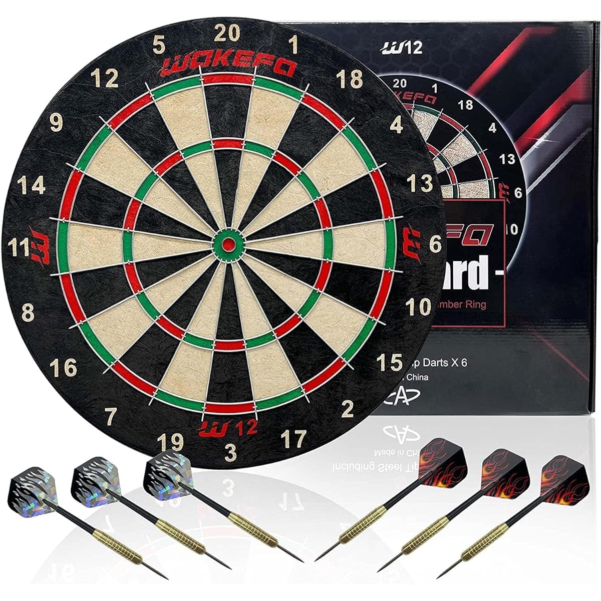 Bristle Dartboard for Adults - Steel Tip Dartboard Set - Professional Dartboard and Darts for Game Room/Bar/Office - Regulation Size High Grade Sisal Dartboard with 6 18g Metal Tip Darts