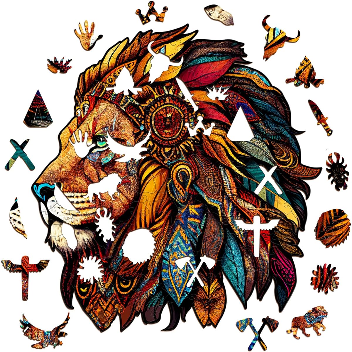 KAAYEE Wooden Jigsaw Puzzle - Wooden Puzzle for Adults Unique Shape Advanced Wooden Jigsaw Puzzle for Adults Family Puzzle (Lion King)