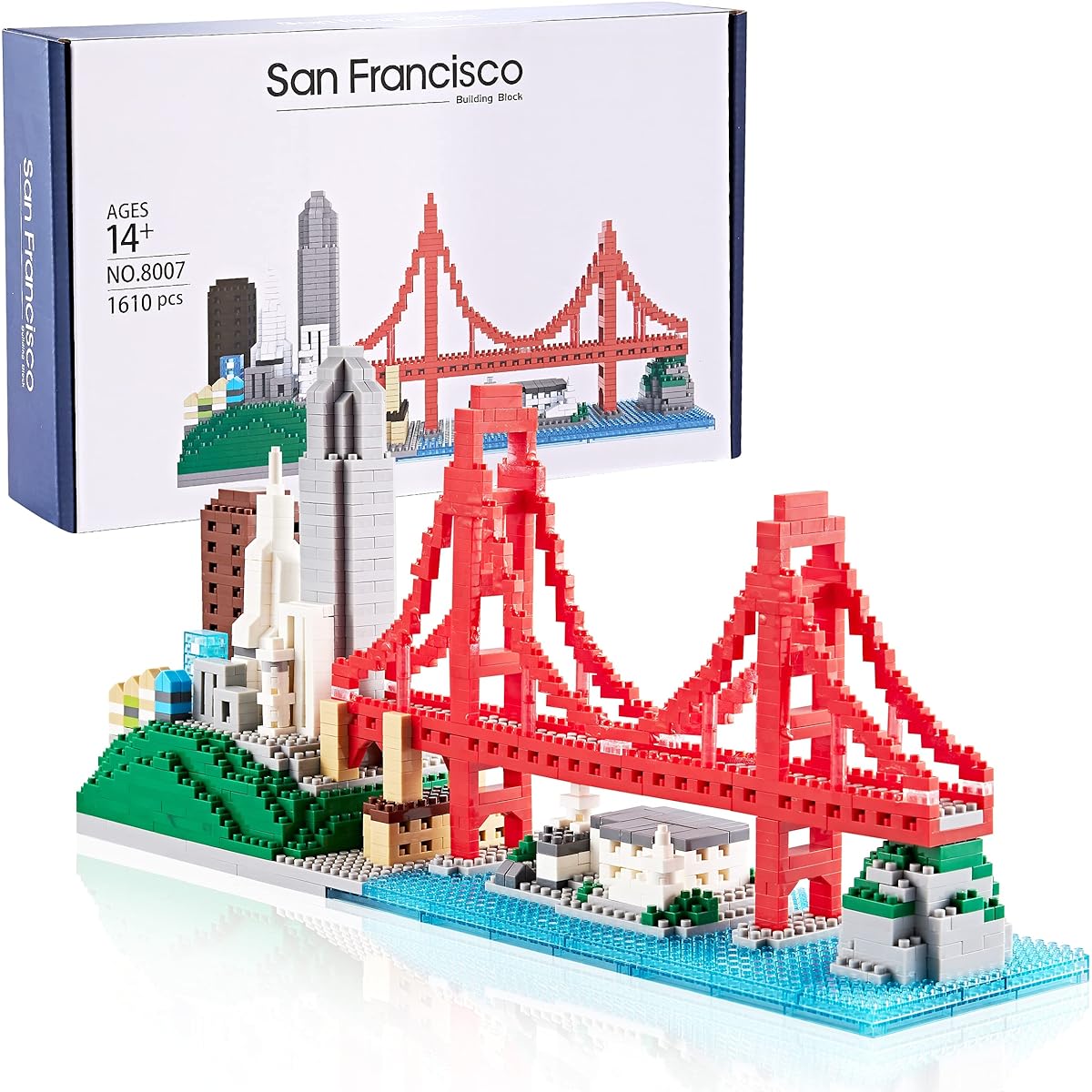 Lukhang New Architecture Skyline Collection San Francisco Model Building Set Model Kits and Gifts for Kids and Adults Micro Mini Blocks 1610 Pieces (With Color Package Box)