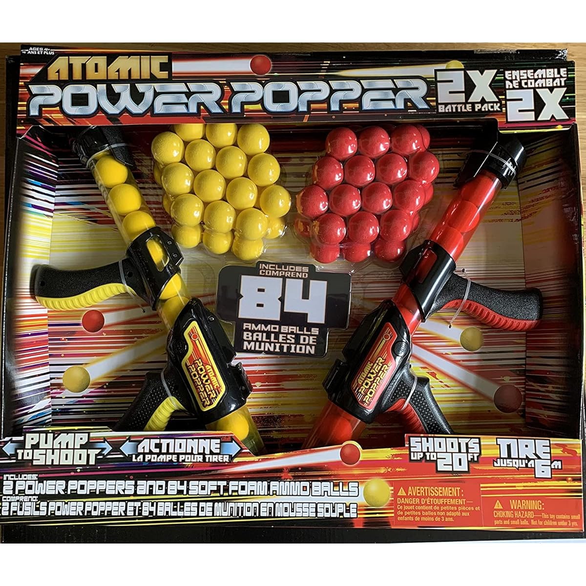 Hog Wild Power Popper Battle Pack 2 Power Poppers & 84 Soft Foam Balls 1425266 (21y8m) One Size Yellow x Red