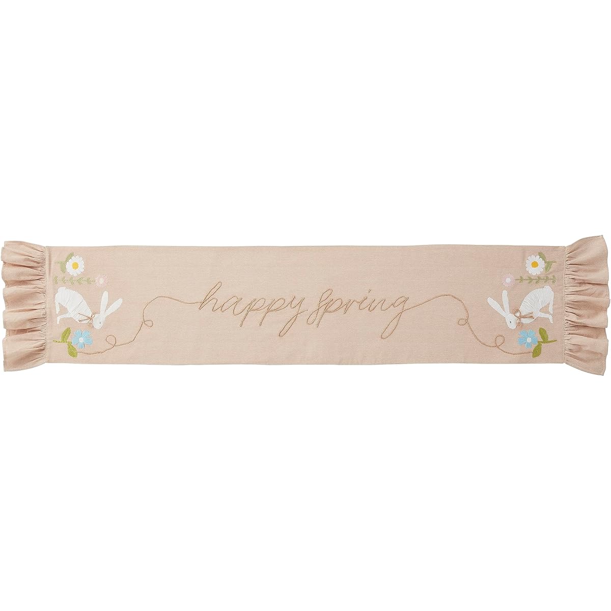 Mud Pie Bunny Table Runner Ruffle Edge 72" x 12"