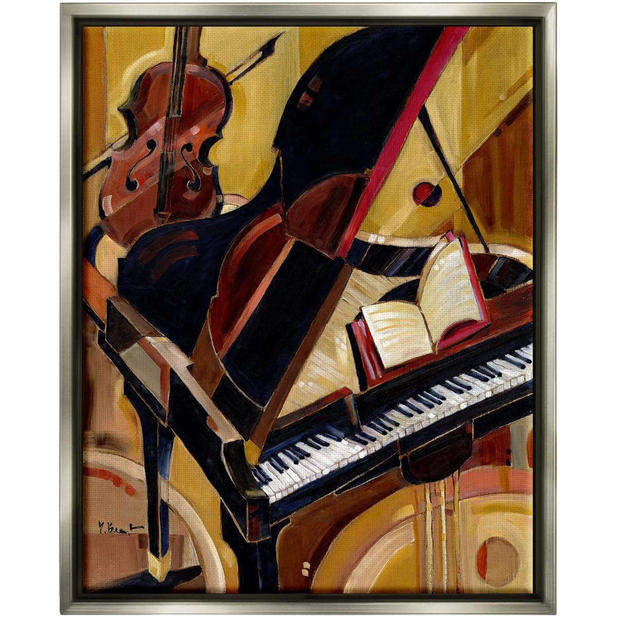 Stupell Industries Musical Instruments Modern Piano Floating Framed Wall Art Designed by Paul Brent