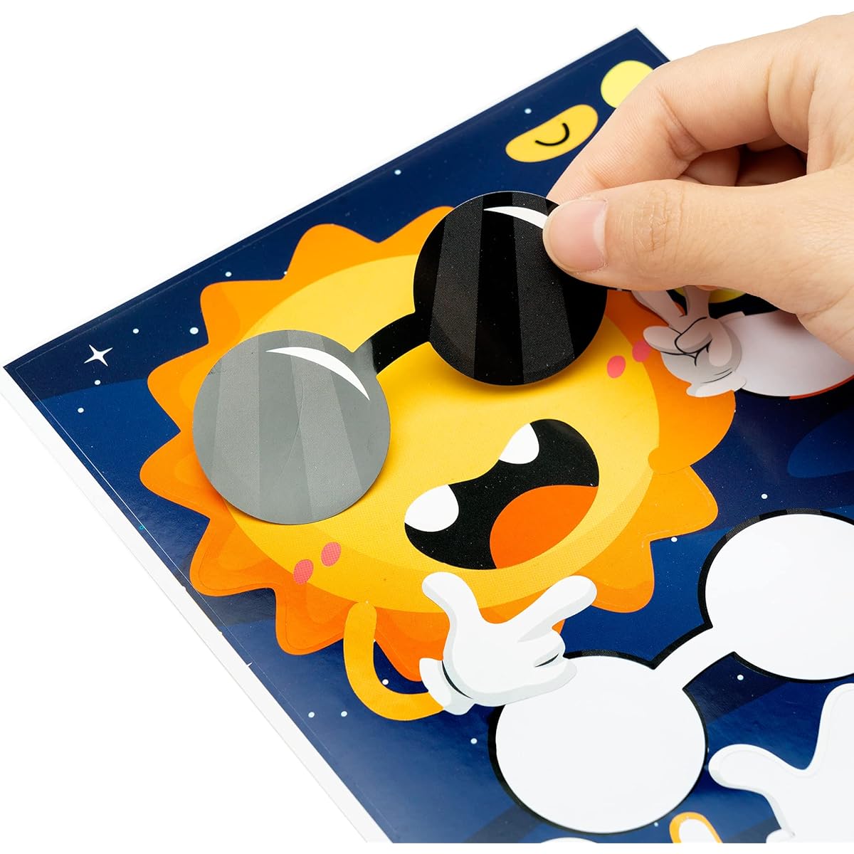 WATINC 45pcs Make Your Own Planet Stickers Games, 9 Planets Solar System Birthday Party Favor Stickers for Kids, DIY Outer Space Make a Face Sticker for Children, Craft Kit Toy for Kids Party Supplies