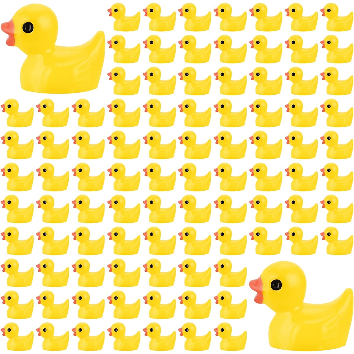 240pcs Mini Resin Ducks Yellow Tiny Duck Figurines Bulk Garden Micro Landscape Aquarium Dollhouse Potted Plant Decoration Mini Duck DIY Ornament Party Toy