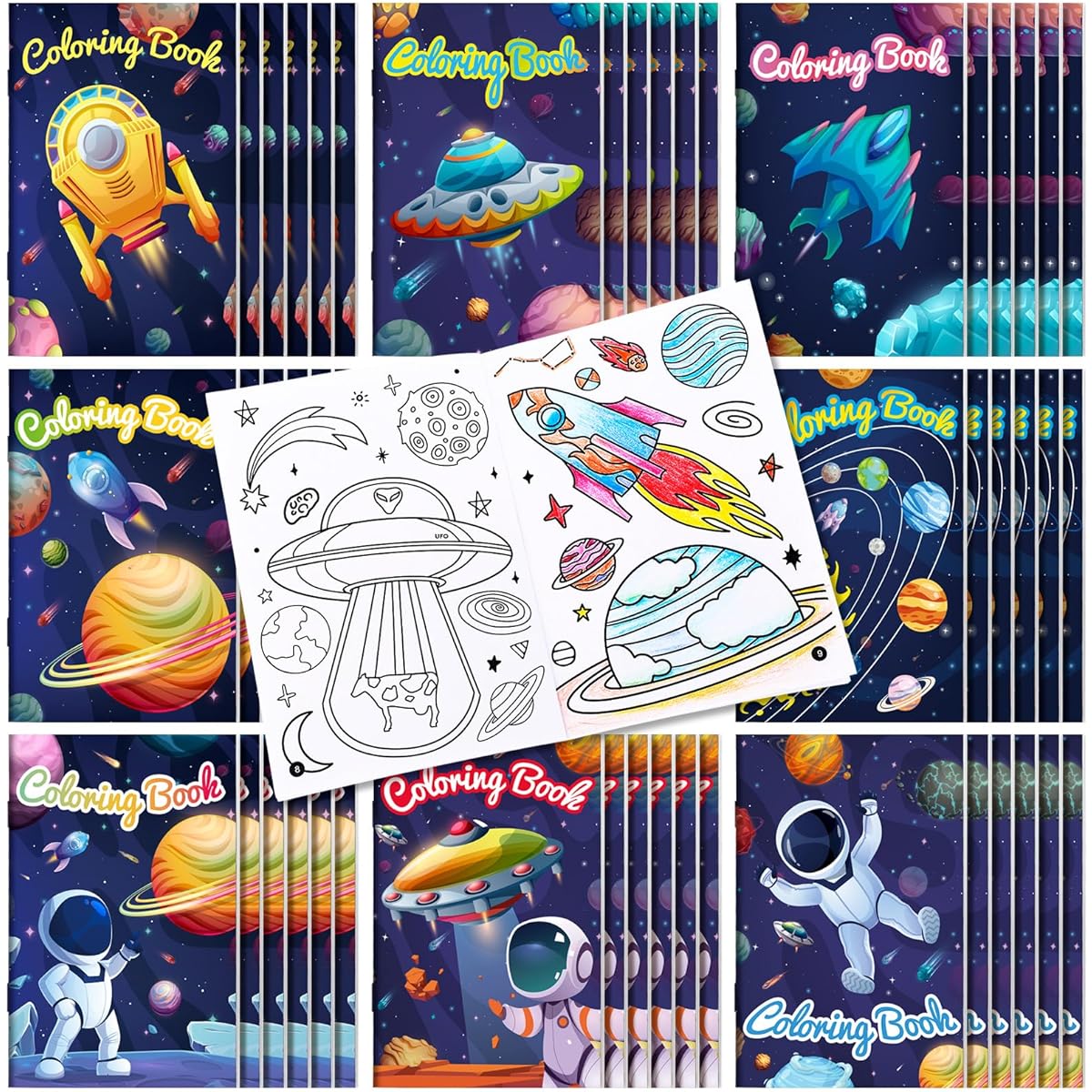 Jutom Coloring Books Bulk Buy for Kids and Adults Relaxation Gifts DIY Coloring Books Party Favors Homeschool Classroom Activities (48 Pieces Outer Space)