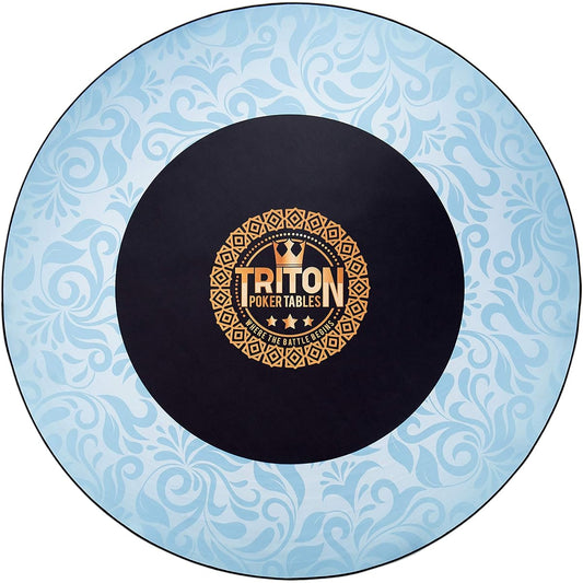 Triton Portable Round Poker Mat Round Fits Triton Poker 8 Player Poker Table Octagon Multi-Spandex Fabric Cover Top Rubber Grip Bottom No-Slide Case for Table 46" Round (Blue)