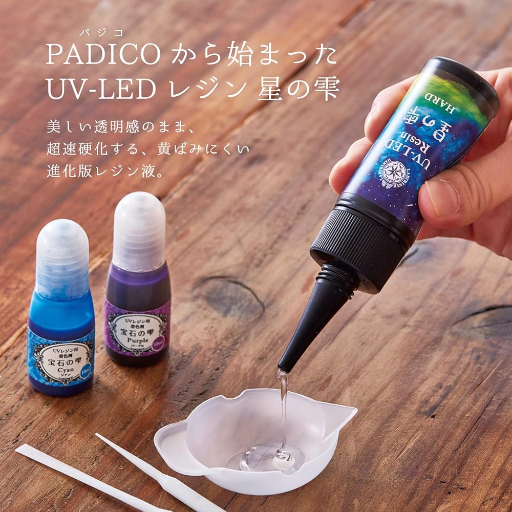 Pajico Resin Liquid Large Capacity UV-LED Resin Star Drop Hard Type 500g Transparent Made in Japan 403242 & Resin Tools Toning Stick 2 Pieces Made in Japan 403033 [Set Purchase]